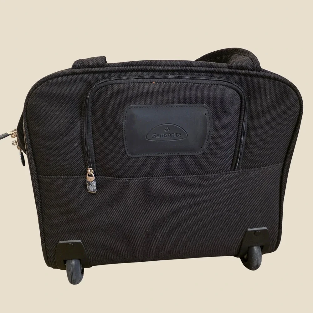 Samsonite Rolling Laptop Bag Black Nylon Briefcase